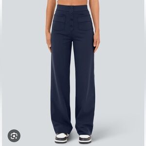 Women’s DayStretch High-Waisted Pockets Wide Straight Leg Casual Pants in Navy